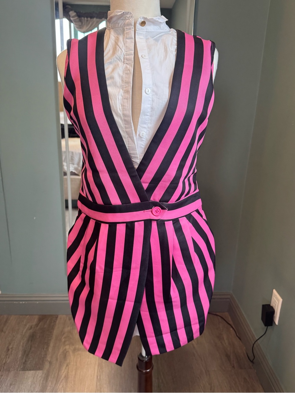 Y2K Pink & Black Stripe Mini Dress 🩷🖤